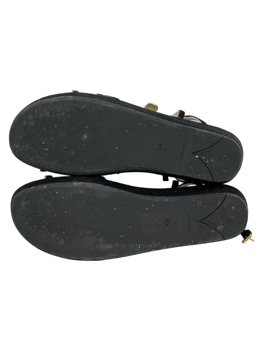 ★SOLD★ Prada Sandals 37.5 Black Blue Yellow Flower - Picture 4 of 7